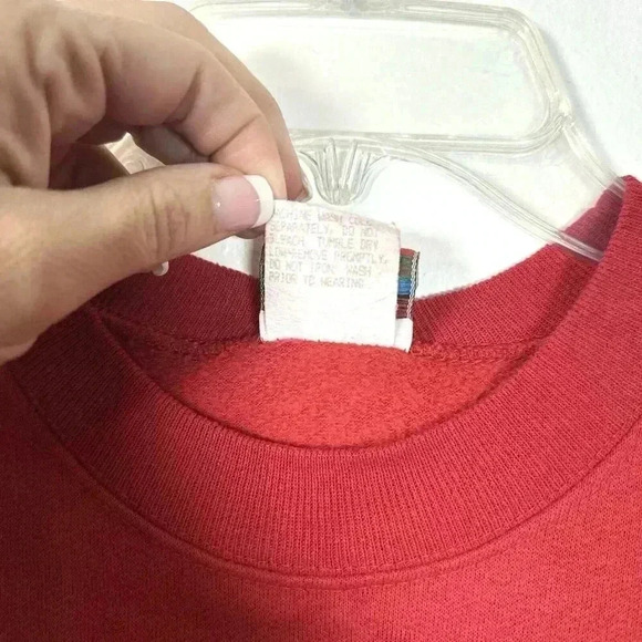 Vintage Merry Christmas Sweater Women XL Red Crew Neck Sweatshirt 90s Cotton - Picture 5 of 10